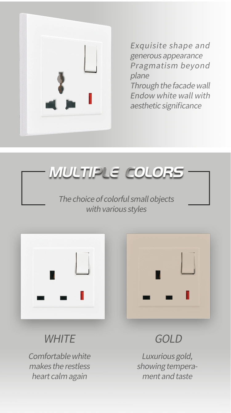 Klass Universal Socket for Home 1 2 3 4gang Switch and Socket with 13A and 1gang Light Switch